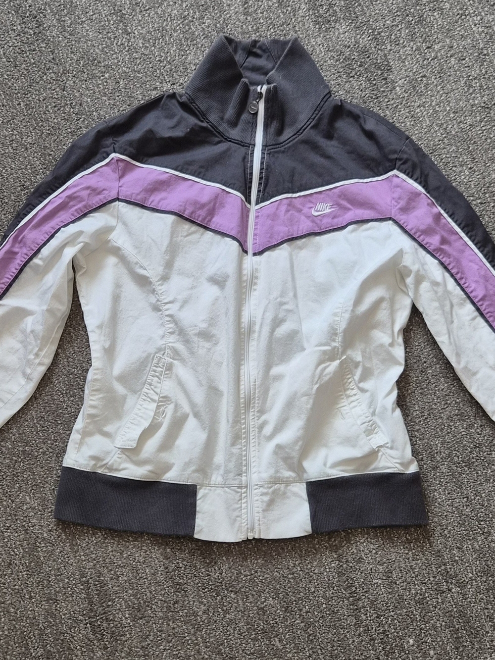 Nike Women's White, Black & Purple Bomber Track Jacket